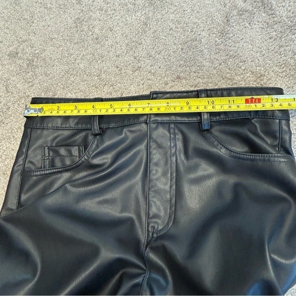 Zara Black Faux Leather Pleather Vegan Cropped Mini Flare Trousers pants 4 NWOT - Picture 7 of 12